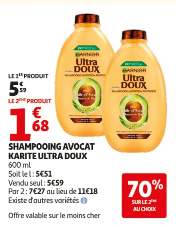Offre: Shampooing avocat karite ultra doux