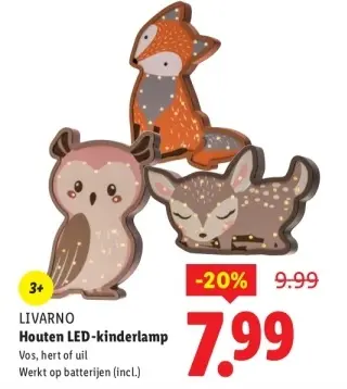 Aanbieding: Houten LED-kinderlamp