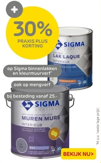 Aanbieding: Sigma binnenlakken en kleurmuurverf