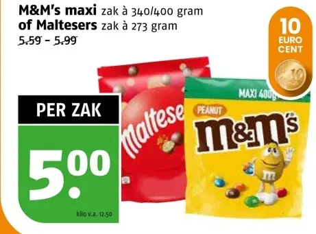 Aanbieding: M&M's maxi of Maltesers
