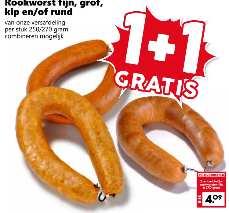 Aanbieding: Rookworst fijn, grof, kip en/of rund