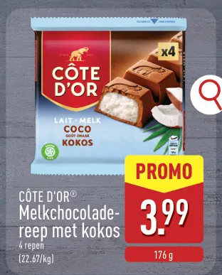 Promotie: Côte d'Or Melkchocoladereep met kokos
