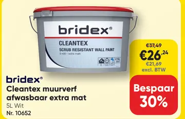 Aanbieding: Cleantex muurverf afwasbaar extra mat