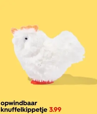 Aanbieding: opwindbaar knuffelkippetje