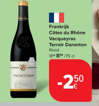 Promotie: Côtes du Rhône Vacqueyras Terroir Daronton Rouge