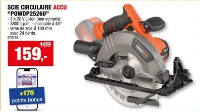 Offre: Powerplus Dual Power POWDP25260 scie circulaire 2x20 V 190mm