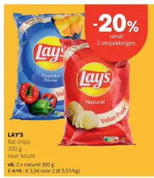 Aanbieding: LAY'S flat chips