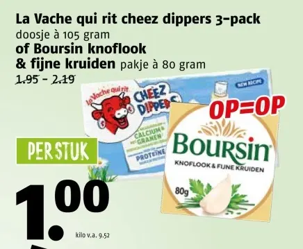 Aanbieding: La Vache qui rit cheez dippers 3-pack of Boursin knoflook & fijne kruiden