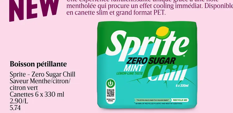 Offre: Sprite - Zero Sugar Chill Saveur Menthe/citro