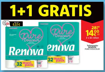 Aanbieding: Toiletpapier RENOVA Pure Douceur