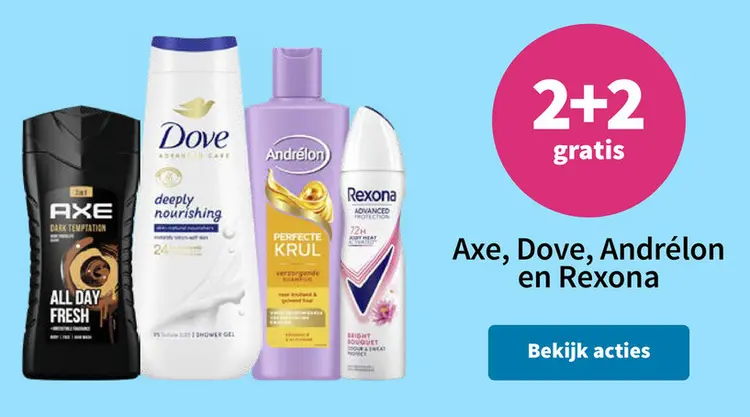 Promotie: Axe, Dove, Andrélon en Rexona
