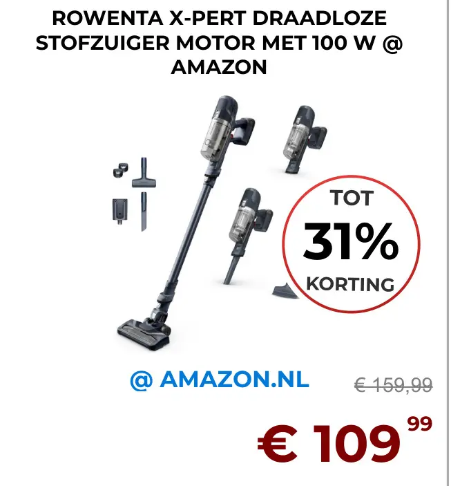 Aanbieding: ROWENTA X-PERT DRAADLOZE STOFZUIGER MOTOR MET 100 W @ AMAZON