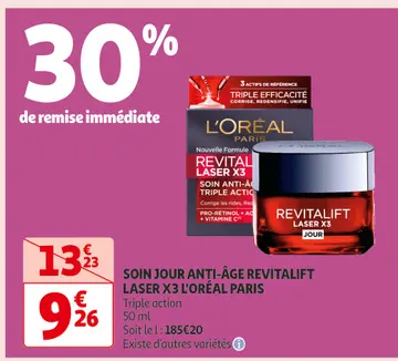 Offre: SOIN JOUR ANTI-ÂGE REVITALIFT LASER X3 L'ORÉA