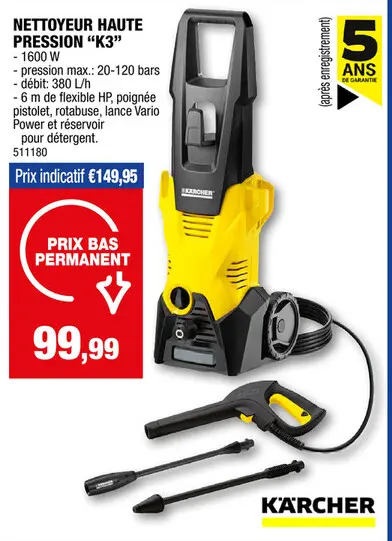 Offre: Kà¤rcher K3 nettoyeur haute pression 1600W