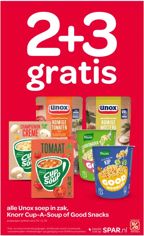 Aanbieding: Soep in zak, Cup-A-Soup of Good Snacks