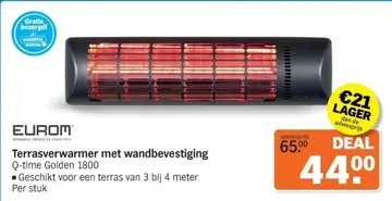 Aanbieding: Terrasverwarmer met wandbevestiging