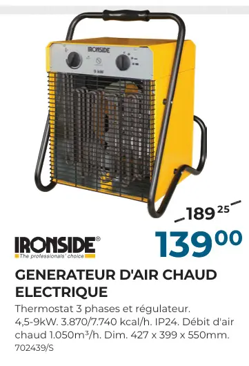 Offre: Generateur d'air chaud electrique