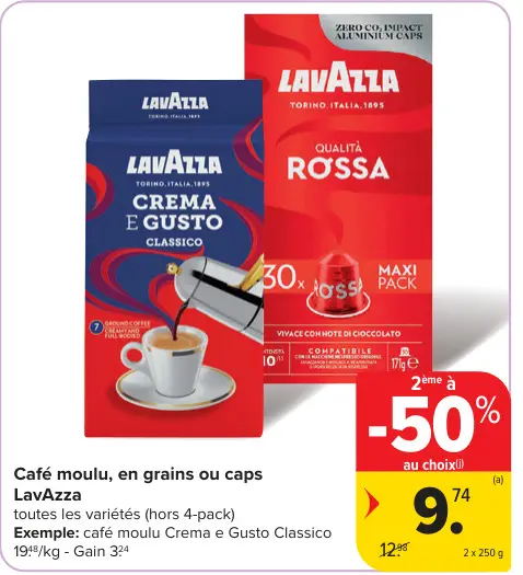 Offre: Café moulu, en grains ou caps