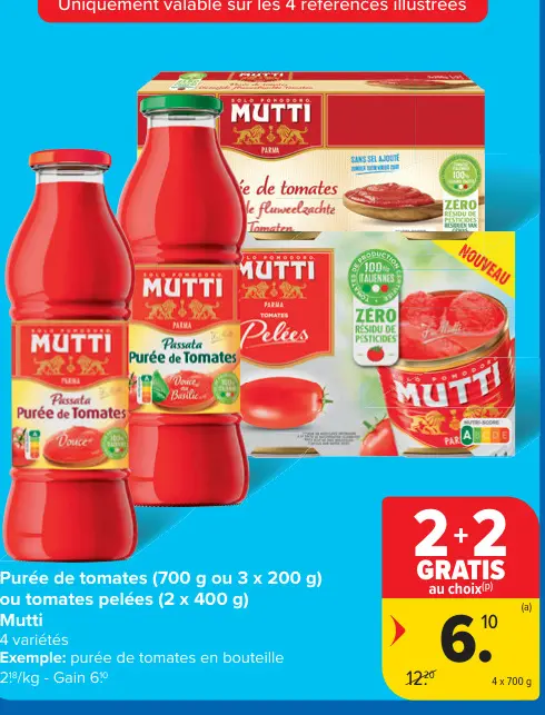 Offre: Purée de tomates ou tomates pelées