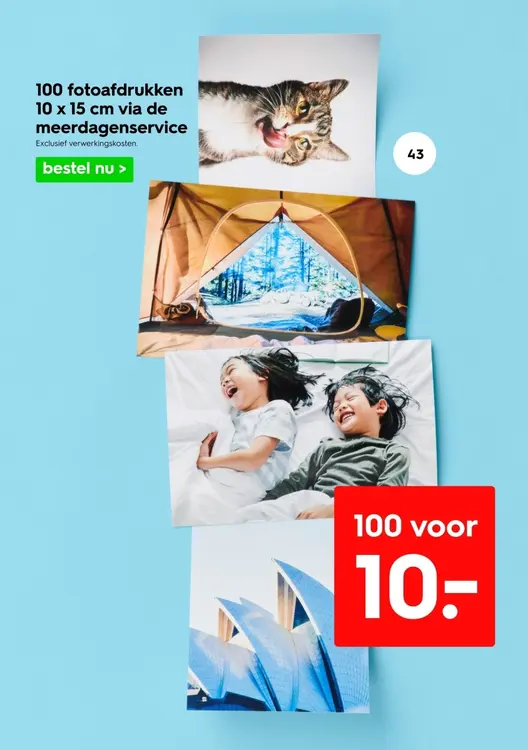 Aanbieding: 100 fotoafdrukken 10 x 15 cm via de meerdagenservice