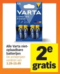 Aanbieding: Alle Varta niet-oplaadbare batterijen