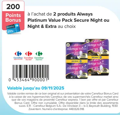 Offre: Platinum Value Pack Secure Night ou Night & Extra