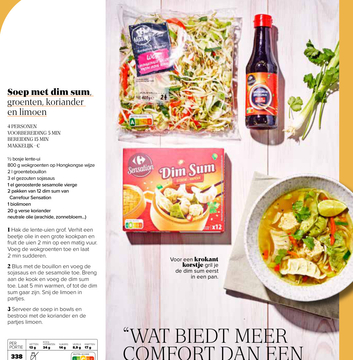 Aanbieding: Soep met dim sum, groenten, koriander en limo