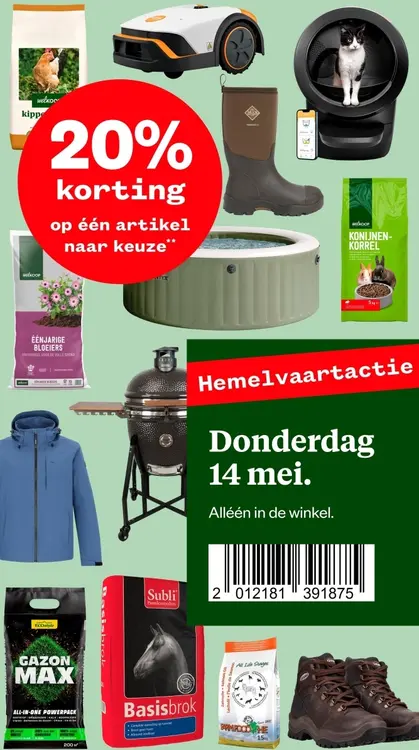 Aanbieding: 20% korting op één artikel naar keuze
