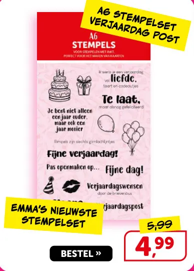 Promotie: A6 Stempelset Verjaardag Post