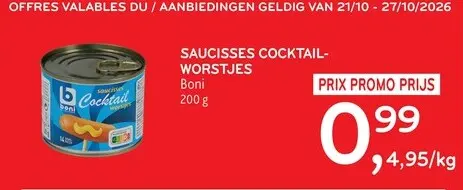 Offre: Saucisses cocktail-worstjes
