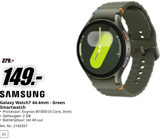 Promotie: Galaxy Watch7 44.4mm - Green Smartwatch