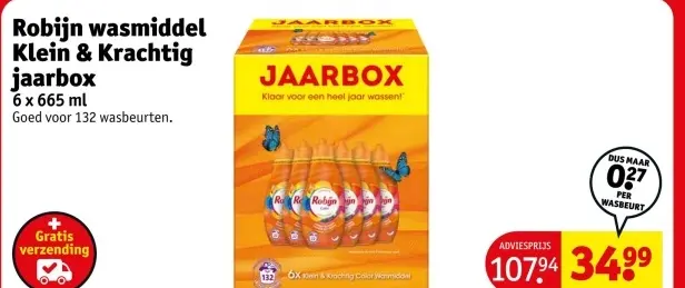Aanbieding: Robijn wasmiddel Klein & Krachtig jaarbox