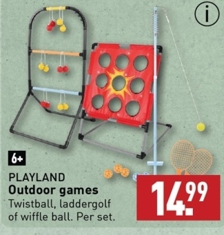 Aanbieding: PLAYLAND Outdoor games Twistball , laddergolf of wiffle ball 