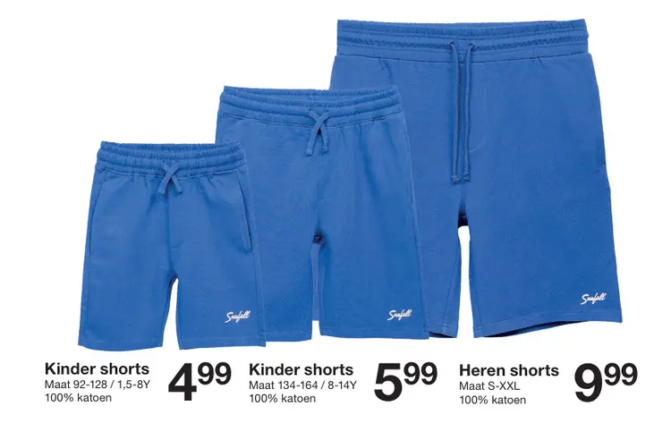 Promotie: Kinder shorts of heren