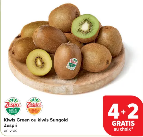 Offre: Kiwis Green ou kiwis Sungold