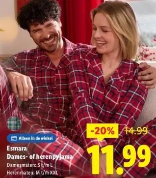 Aanbieding: Dames- of herenpyjama