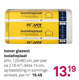 Aanbieding: Isover glaswol isolatieplaat