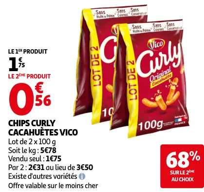 Promotie: Chips curly cacahuètes
