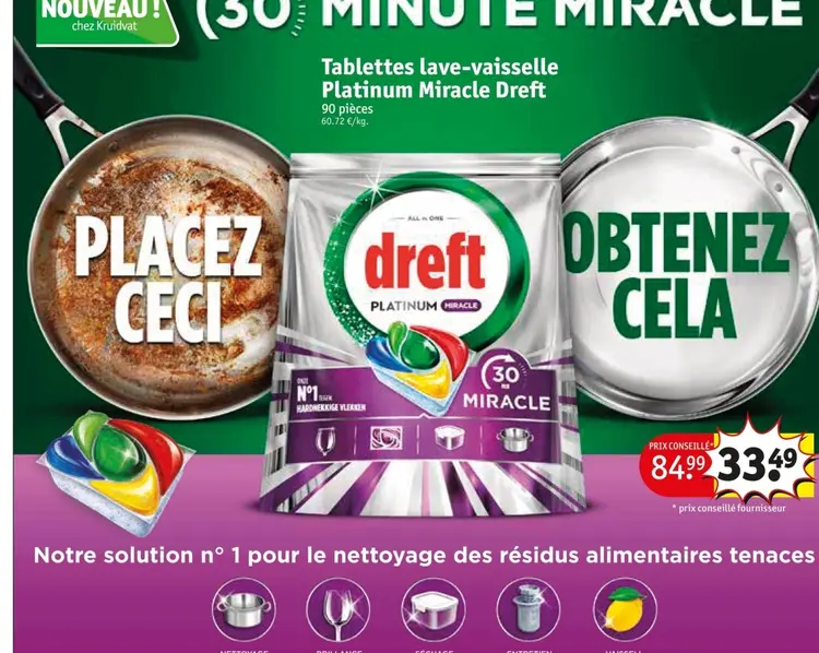 Offre: Tablettes lave-vaisselle Platinum Miracle