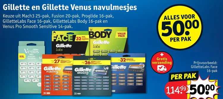 Aanbieding: Gillette en Gillette Venus navulmesjes