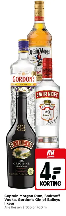 Aanbieding: Rum, Smirnoff Vodka, Gordon's Gin of Baileys likeur