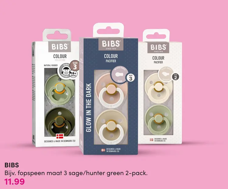 Aanbieding: BIBS fopspeen maat 3 sage/hunter green 2-pack