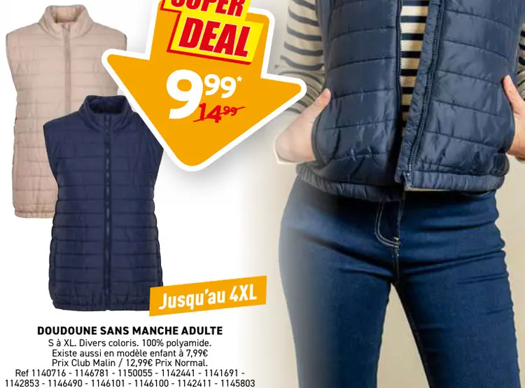 Offre: Doudoune sans manche adulte