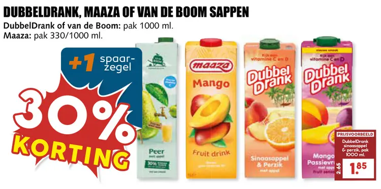 Aanbieding: Dubbeldrank, Maaza of Van de Boom sappen