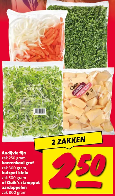 Aanbieding: Quik's Andijvie fijn, boerenkool grof, hutspot klein of stamppot aardappelen