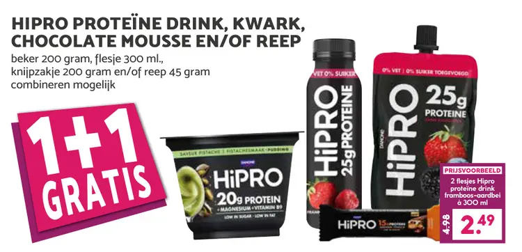 Aanbieding: Hipro proteine drink, kwark, chocolate mousse en/of reep
