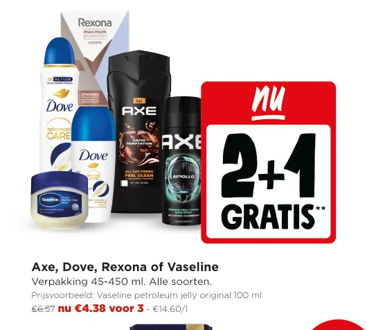 Promotie: Axe, Dove, Rexona of Vaseline