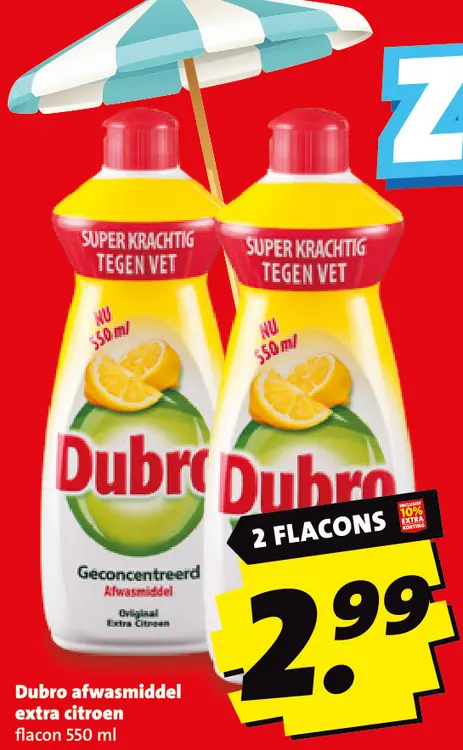 Aanbieding: Dubro afwasmiddel extra citroen