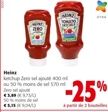 Offre: ketchup Zero sel ajouté