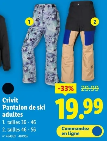 Offre: Pantalon de ski adultes